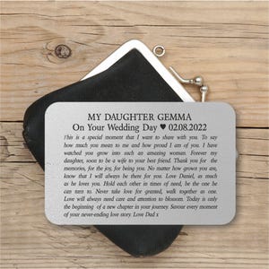 Cartão de carteira personalizado Daughter On You Wedding Day | Cartão personalizado | Recém-casados
