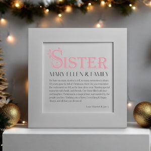 de Noël poème personnalisée de luxe SISTER | Carte-cadeau de Noël unique pour soeur | Carte de Noël spéciale pour soeur | Poème soeur