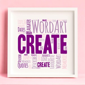 Aangepaste WordArt-muurkunstafdruk | Ingelijste print | Gemonteerde kaart | Cadeau cadeau eigen kleuren | Eigen tekst | Eigen kleuren | Elke gelegenheid: