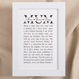 Biglietto d'auguri personalizzato per la mamma con cornice "Unconditional Love" / Biglietto per la festa della mamma / Biglietto di compleanno per la mamma / Biglietto di nozze per la mamma / Biglietto di Natale per la mamma