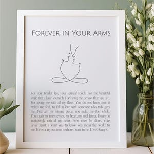 Per sempre tra le tue braccia Poesia / Stampa incorniciata / Biglietto di poesia d'amore / San Valentino / Anniversario / Per lui / Per lei