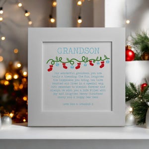de Noël personnalisée de luxe avec poème de petit-fils |  Carte de Noël spéciale pour petit-fils | Poème de petit-fils | Cadeau de Noël unique pour petit-fils