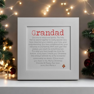Luxus Grandad personalisierte Gedicht Weihnachtskarte | Einzigartige Opa Weihnachtsgeschenkkarte | Besondere Weihnachtskarte für Opa | Opa Gedicht