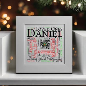 Biglietto di Natale personalizzato di lusso con codice QR WordArt / Regalo di Natale unico per la famiglia / Biglietto di Natale per amico speciale / Poesia di Natale