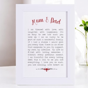 Luxus Mama & Papa personalisierte Karte | Einzigartige Geschenkkarte für Mama und Papa | Spezielles Mama und Papa Gedicht | Weihnachten | Jubiläum | Hochzeit | Vielen Dank