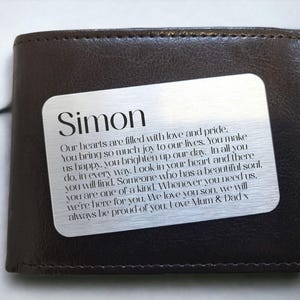 Spezielle Sohn personalisierte Brieftasche Karte | Weihnachten | Hochzeit | Geburtstag | Jeden Anlass | Sohn Gedicht