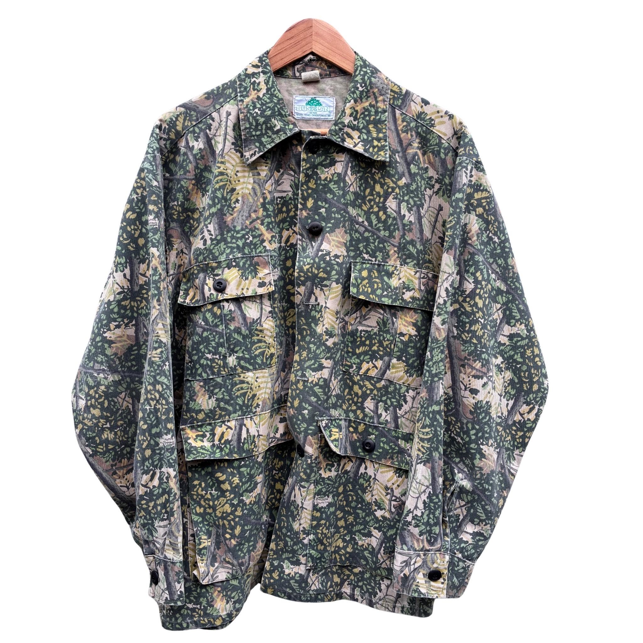 Vintage 80s Bushlan South Texas Camouflage Hunting Jacket 4-pocket 