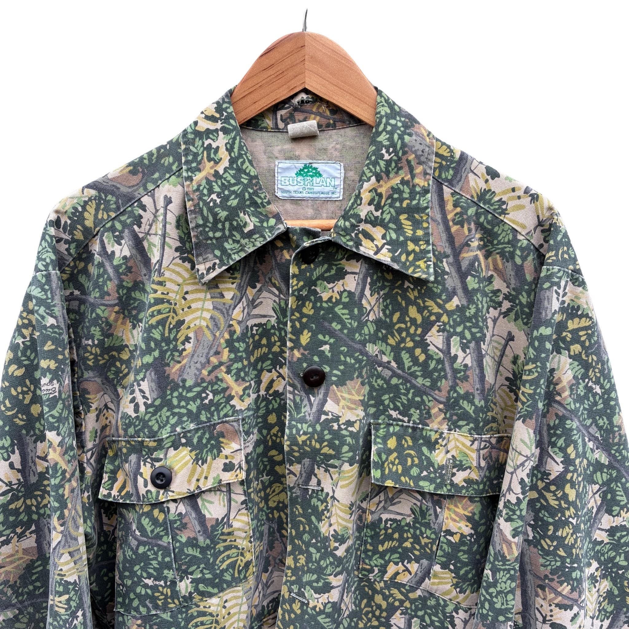 Vintage 80s Bushlan South Texas Camouflage Hunting Jacket 4-pocket 