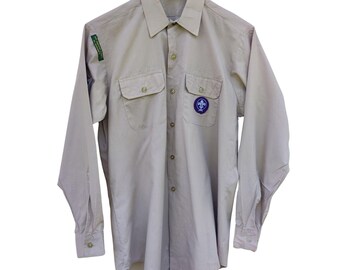 Vintage 80s Boy Scouts Shirt Original Patch Badge Uniform Outdoor Heritage
