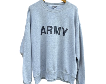 Bluza Vintage ARMY Jerzees Super Sweats Heather Grey, wyprodukowana w USA w rozmiarze XL
