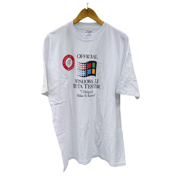 Vintage Microsoft Windows 3.1 Beta Tester Graphic T-shirt Size XL