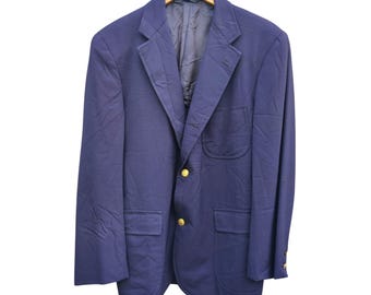 Vintage 90's Brooks Brothers BROOKSEASE Men's NAVY Blue Sport Coat
