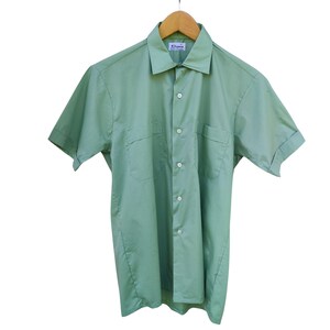 Vintage 60s Diamond Chemise Permanent Press Solid Green Sport Shirt Deadstock