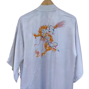 Vintage Dragon Gold Embroidered Silk  Robe
