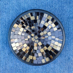Ciotola d&#39;arte in vetro e mosaico in ceramica d&#39;epoca