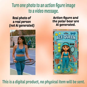 Actionfigur Personalisiertes Video, Ihr Foto zur Actionfigur zum Video. Mp4 Digital Download, Einzigartiges Tennisspieler Geschenk, Eisbär Liebhaber.