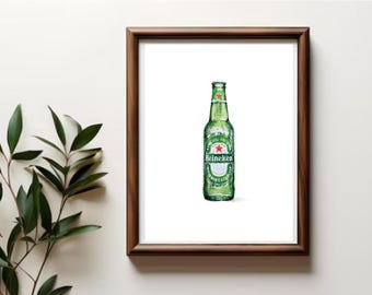 Impresión de acuarela de Heineken