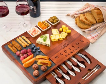 Personalized Charcuterie Board - Engraved Cheese Board, Wedding Gift for Couple, Housewarming, Unique Engagement Gift, Custom Hostess Gift