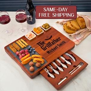 The Grillfather Cutting Board, Personalized Grilling Board, Custom BBQ Cutting Board For Men, Fathers Day Gift, Dad Gifts, Gift for Grandpa