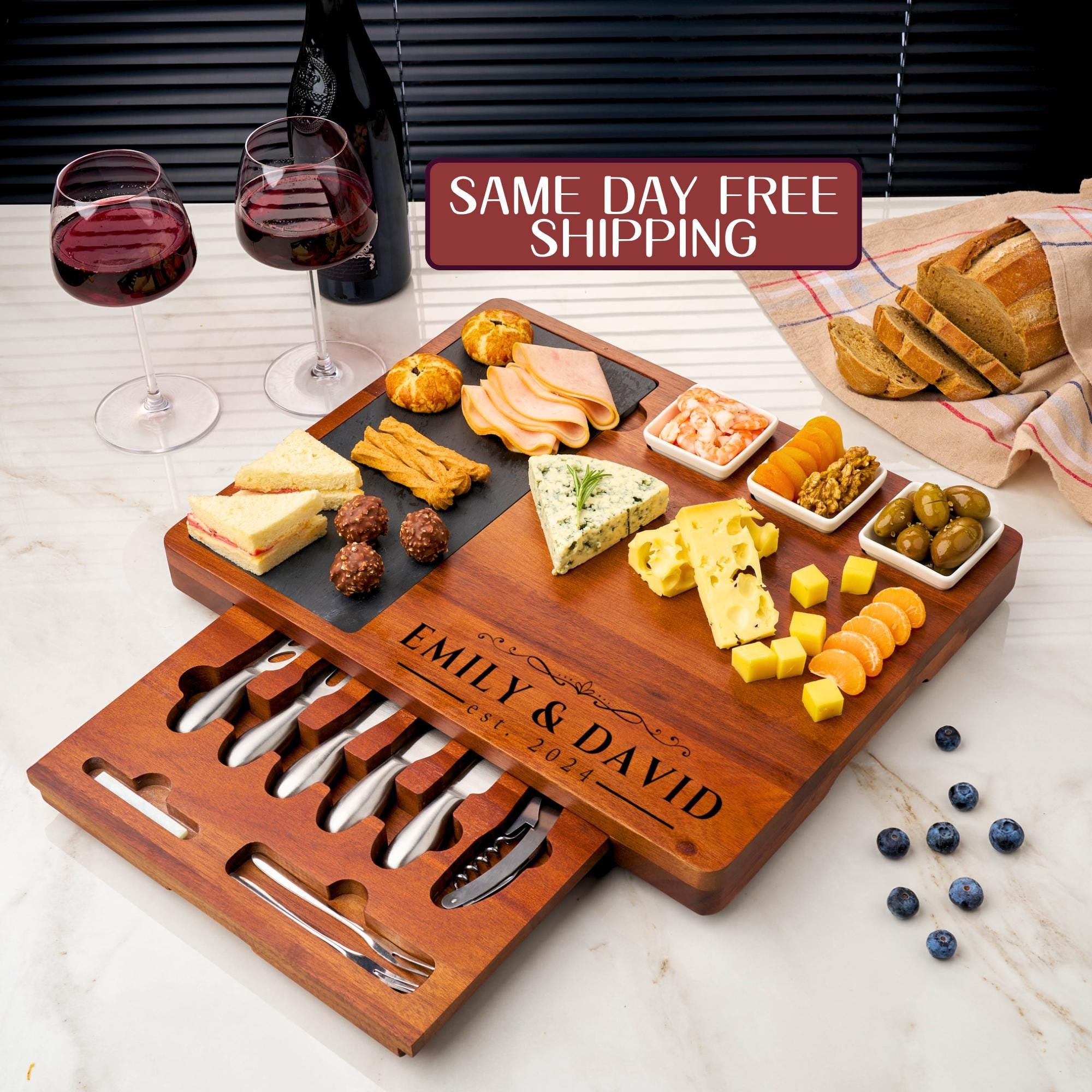 Personalized Charcuterie Board Set Cheese Board And Knife Set Realtor Closing gift Custom Charcuterie board Wedding Gift Mothers Day Gift