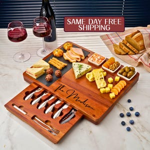 Charcuterie Board Personalized, Cheese Board & Knife Set, Wedding, Housewarming, Realtor Closing Gift, Mothers Day Gift, Unique Hostess Gift