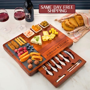 Personalized Charcuterie Board Set, Custom Cheese Board & Knife Set, Realtor Closing Gift, Wedding Gift, Housewarming Gift, Mothers Day Gift