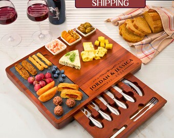 Personalized Charcuterie Board Set, Custom Cheese Board & Knife Set, Realtor Closing Gift, Wedding Gift, Housewarming Gift, Mothers Day Gift
