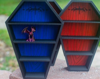 Coffin Bookshelf Miniature - BDB Inspired - Tiny Bookshelf for mini books - Dollhouse Miniature Coffin / Crystal Display Shelf