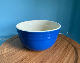 Vintage Cobalt Blue Stoneware Mixing Bowl - 1960s Oxford USA Pottery