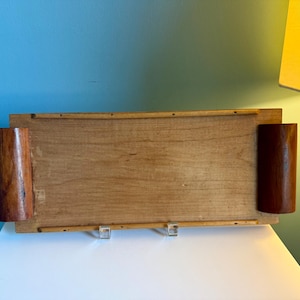 Handmade Mid-Century Modern Wood Serving Tray with Rounded Handles – Rustic Home Décor