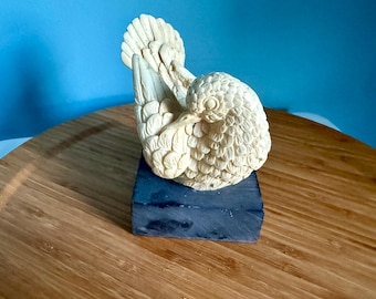 Vintage Santini Ivory Dove Sculpture, Mid-Century Italian Bird Art Figurine