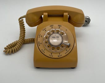 Vintage 1970s Stromberg-Carlson Rotary Dial Telephone – Mustard Yellow – Retro Home Décor