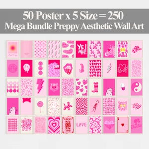 Preppy Aesthetic Wall Prints Set of 50  Mega Bundle 50 Eclectic Wall Art Preppy Pink Print Digital Poster Pink Collage Poster Eclectic Print
