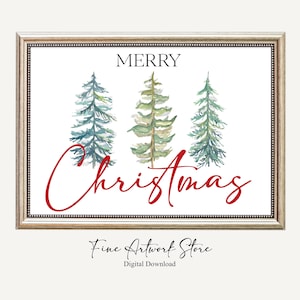 Merry Christmas Wall Art, Digital Download, Modern Xmas Living Room Wall Decor, Vintage Xmas Poster, Christmas Decorations