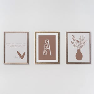 Póster de la letra A del alfabeto, póster de "Te amo", póster de jarrón rosa, decoración de guardería, dormitorio infantil, arte educativo imprimible, descarga instantánea