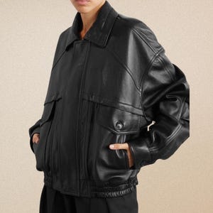 Oversized 90s Leather Bomber Jacket, Vintage Leather Bomber Jacket, Bomber Leather Jacket, Overiszed Leather Jacket, Gift for Her