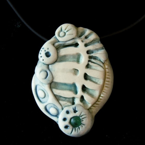 polymer clay pendant-- Ocean Bone