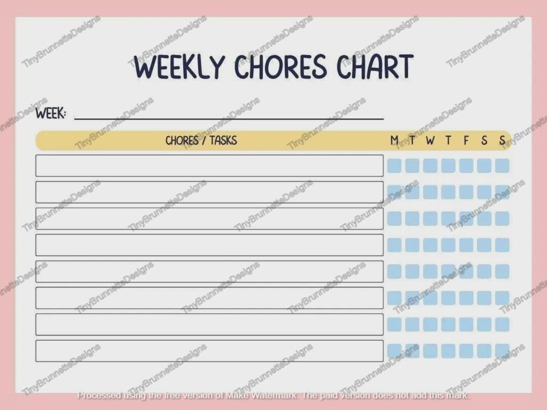 Printable Weekly Chore Chart - Etsy