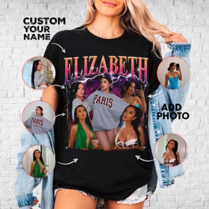 Girlfriend Photo Tshirt, Custom Name and Face Tee, Retro Style Personalized Picture Shirt for Boyfriend, Custom Wife Face Shirt for Husband