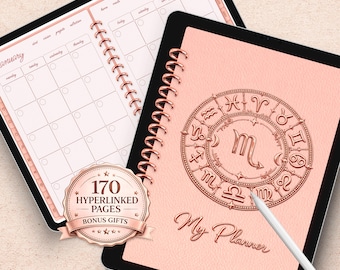 Scorpio Digital Planner for iPad Undated: Rose Gold Zodiac Organizer, GoodNotes Notebook (Digital Download)