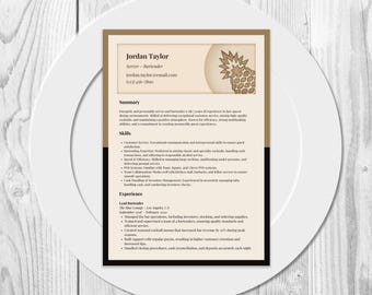 Server and Bartender Resume Bundle – Canva Resume, Cover Letter & Business Card Template