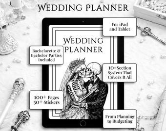 Gothic Wedding Planner | Black White Grunge Notebook (Digital Download) for GoodNotes and Notability