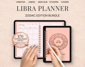 Pakiet cyfrowego planera Libra na iPada | Notatnik astrologii zodiaku | GoodNotes i Notability PDF | Natychmiastowe pobranie