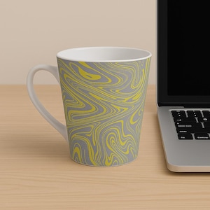 Marble Yellow Latte Mug – 12oz Abstract Coffee Cup | Stylish Kitchen Decor, Unique Gift for Coffee Lovers