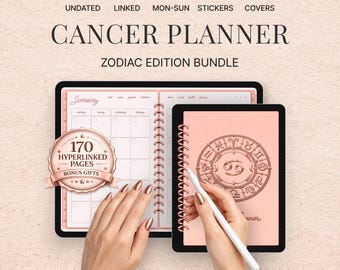 Zestaw cyfrowego planera dla Raka na iPada | Notatnik astrologii zodiaku | GoodNotes i Notability PDF | Natychmiastowe pobranie