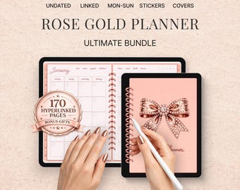 Zestaw cyfrowego planera w kolorze różowego złota na iPada | Notatnik zodiaku | GoodNotes i Notability w formacie PDF | Natychmiastowe pobranie