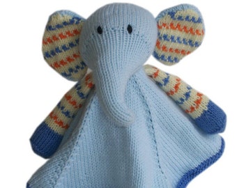 Elephant Lovey Knitting Pattern | Baby Pears Blanket Buddy PDF | Knit Elephant Security Blanket