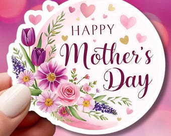 Pegatina floral de Feliz Día de la Madre: Regalo de amor y aprecio para mamá, vinilo impermeable troquelado.