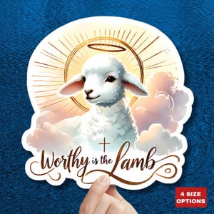 Worthy Is The Lamb Aufkleber Ostern Religiöses Dekor Christian Vinyl Aufkleber Niedlicher Lamm Aufkleber Bibel Vers Aufkleber Laptop Dekor Sonntagsschule