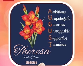 Pegatina de flor personalizada para el mes de nacimiento: regalo de cumpleaños con nombre personalizado